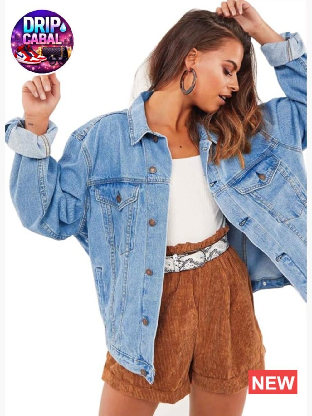 Oversized Vintage Denim Jacket Long Sleeve Boyfriend Coat